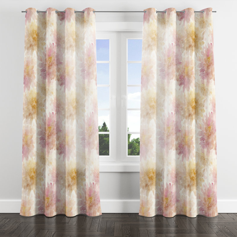 Floral Room Darkening Curtains - Country Farmhouse Bagga Grommet Curtain - 1 Panel, 52" W x 108" L, Silver Grommets