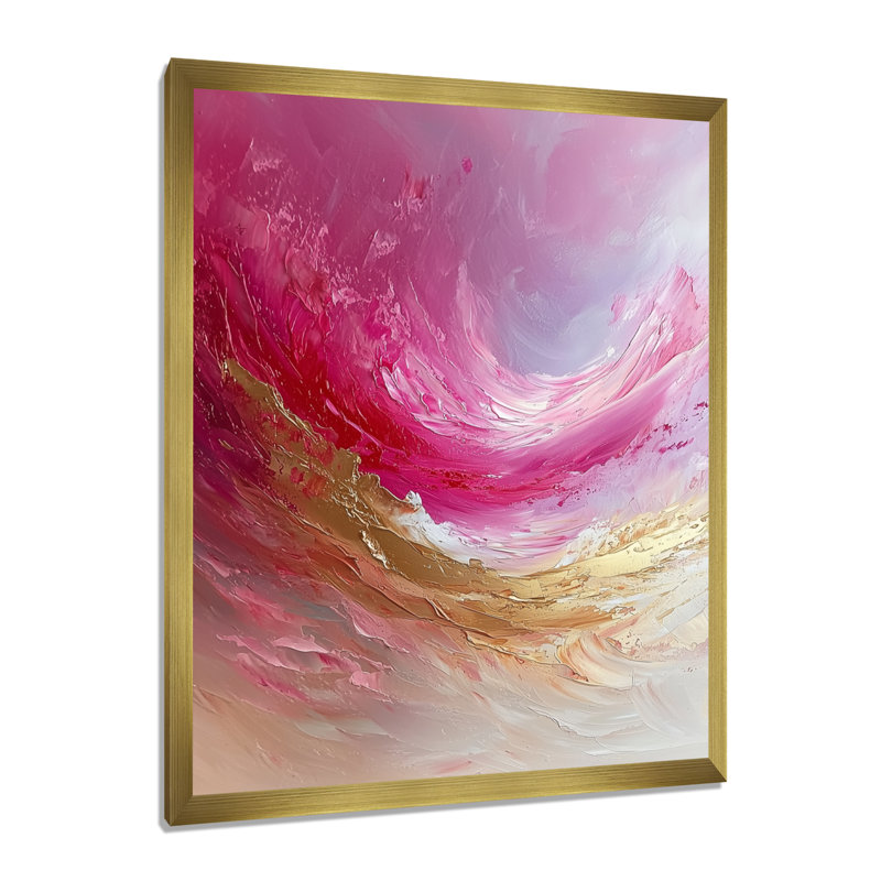 Therrien - art mural abstrait, H 44 po x l 34 po, Reproduction encadrée sans passe-partout, Doré