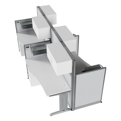 Regency Instant Office 63H x 129W 4 Person In-Line Cubicle Panel Workstation w/ Storage, Pure White