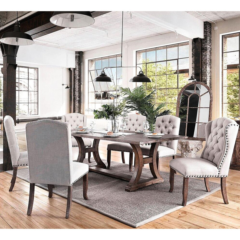 Chaises de salle à manger rembourrées en tissu de chêne rustique - 2 pièces, confortables et élégantes en chêne