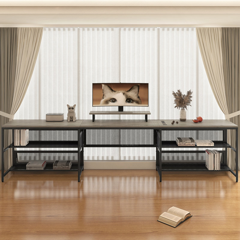 Bureau en U avec étagères et lumières DEL