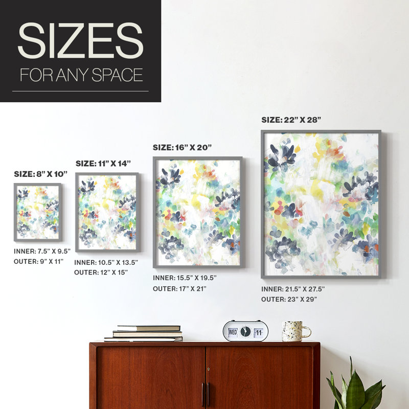 «Wall Flower Patterns II», reproduction encadrée - bois massif, Gris, H 15 po x l 12 po