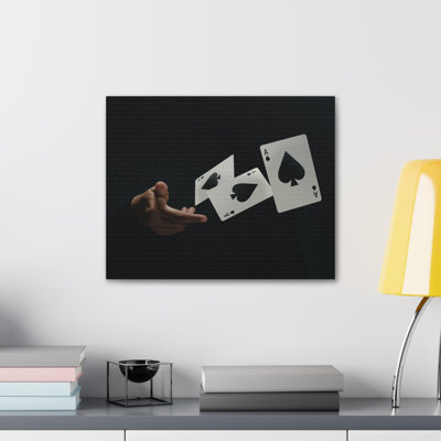 Magician Throwing Ace of Spades Playing Card Canvas Wall Art
