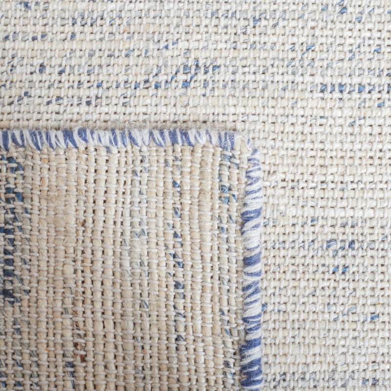 Tapis beige / bleu Solano Fibre 555, Carré 6 pi