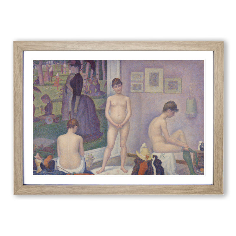 Models by Georges Seurat - Picture Frame Painting, Oak, 48cm H x 65cm W x 2cm D