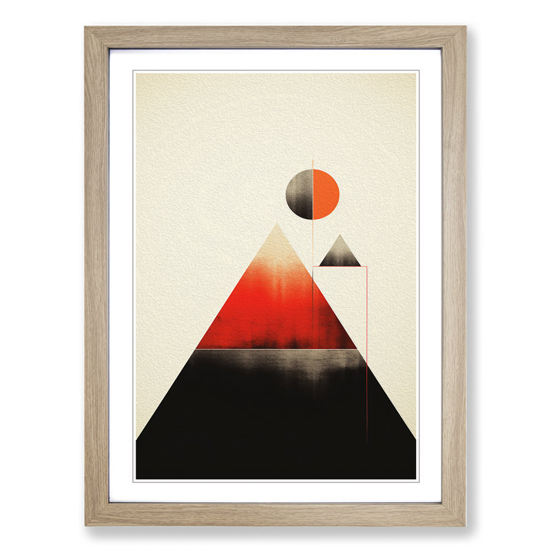 Minimalist Geometric No.2 - Single Picture Frame Print on Wood, 46cm H x 34cm W x 2cm D, Oak