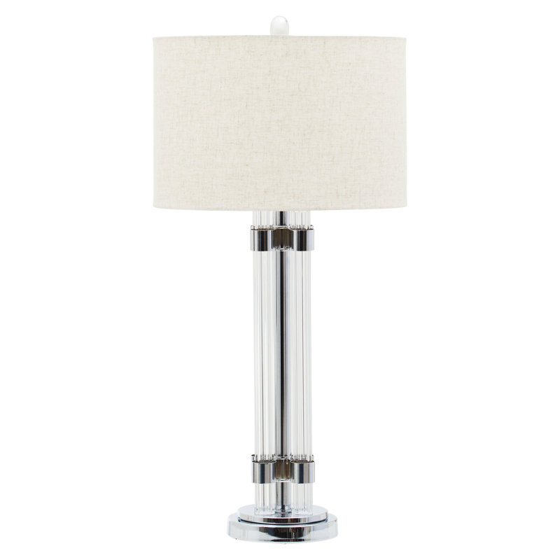 Berdyne Glass Table Lamp, Ivory/Silver