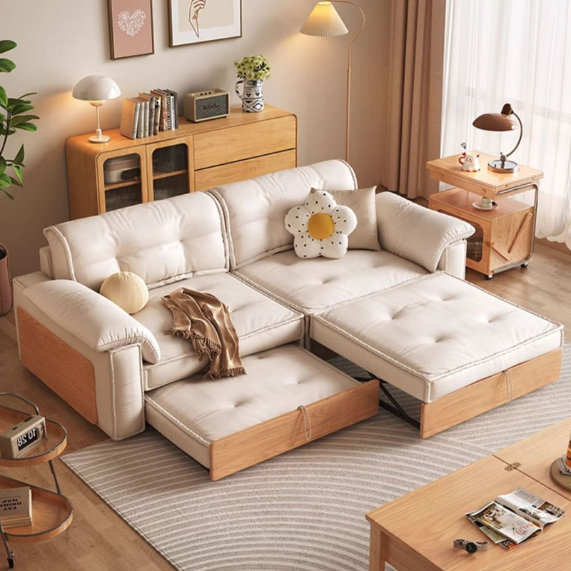 Canapé-lit causeuse en similicuir beige, 112.2"W*36.02"D*33.86"H