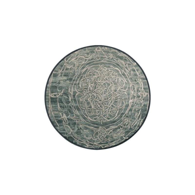 Machine Washable Gray Area Rug, Round 3'