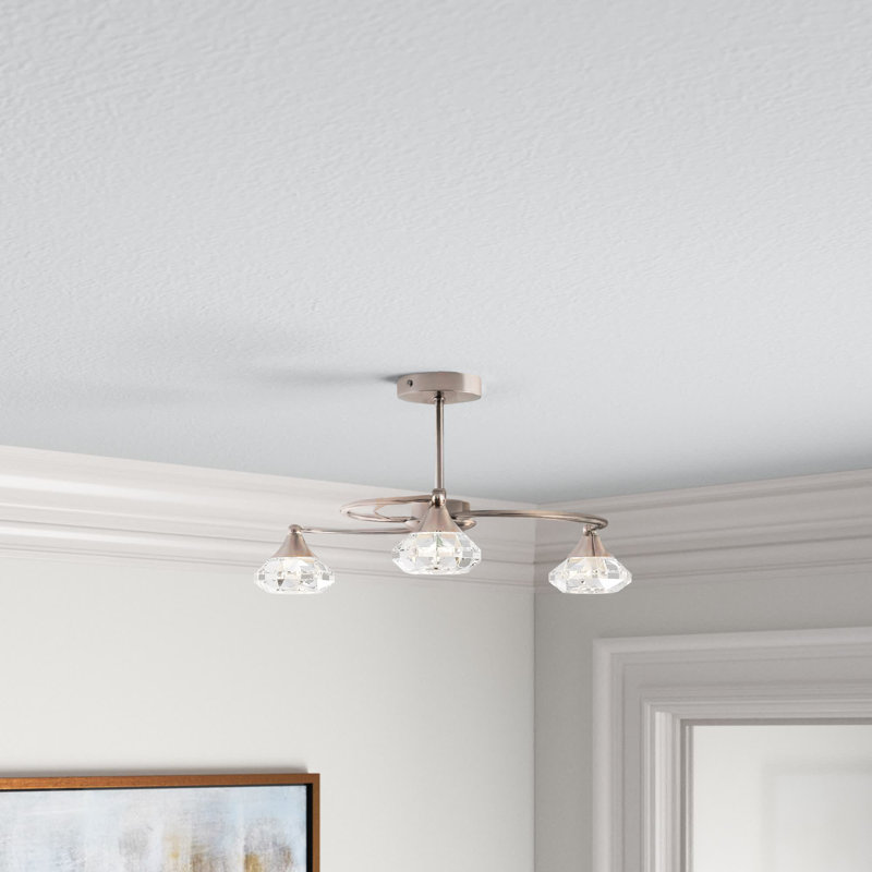 Rivale Glass Semi Flush Mount, Satin Nickel