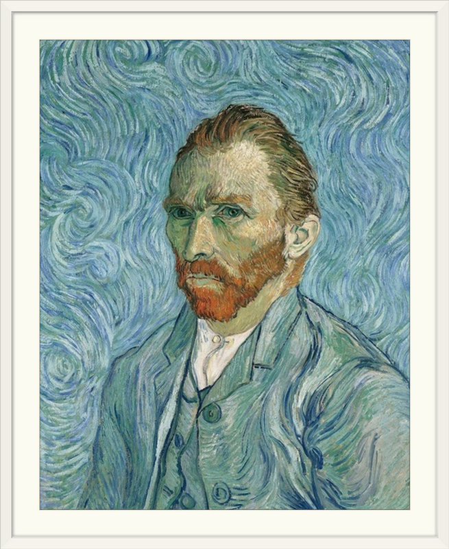 «Autoportrait, 1889, musée d'Orsay, Paris, France» par Vincent Van Gogh - reproduction de cadre photo, Toile