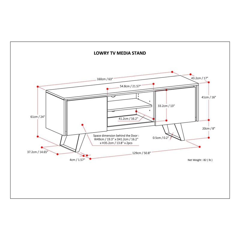 Lowry 63" Walnut TV Media Stand with Metal Legs
