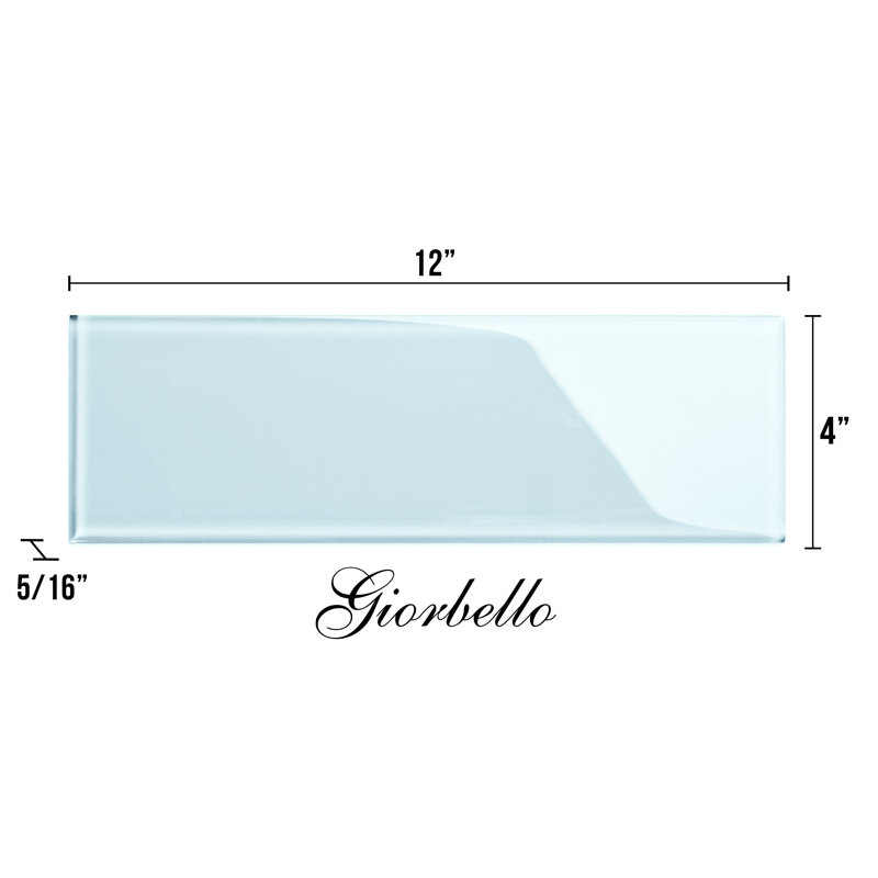 Glass Subway 4" x 12" Wall Tile, Morning Sky Blue