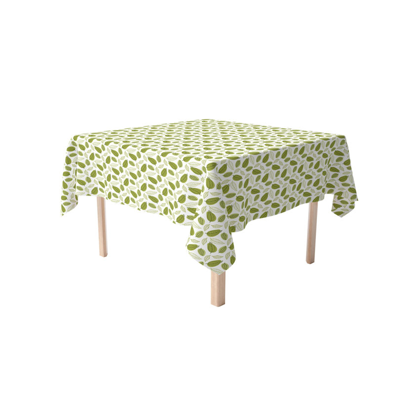 Fabric Textile Products, Inc. Square Tablecloth, 100% Cotton, 60X60", Green Tea Leaves