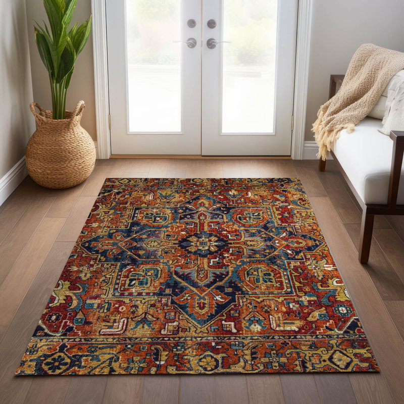 Avis Washable Oriental Indoor / Outdoor Rug, Rectangle 2'6" x 3'10"