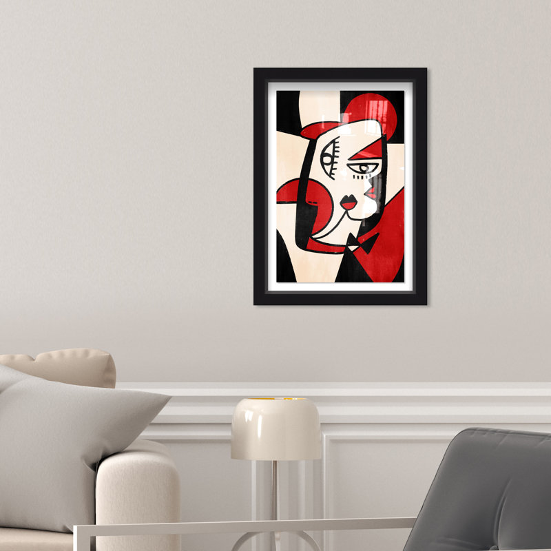 Imprimé abstrait rouge et noir - par, Noir, H 16 po x l 11 po x P 1 po