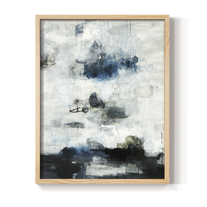 Reproduction encadrée noire et bleue - bois massif, Naturel, H 21 po x l 17 po