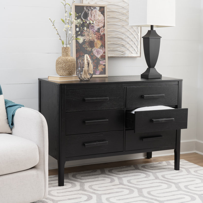Godina Black 6 Drawer Dresser, Black