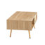Table basse avec pieds en bois massif, 40,84 po, couleur naturelle pour table de décoration de salon, option de rangement pratique pour porte coulissante