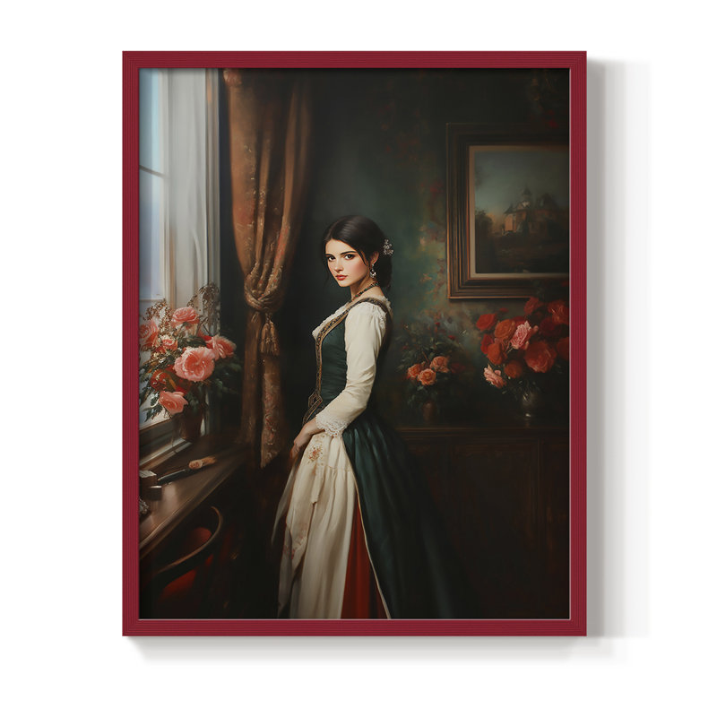 Reproduction encadrée WOMEN Series CCxxxv - bois massif, Rouge, H 21 po x l 17 po