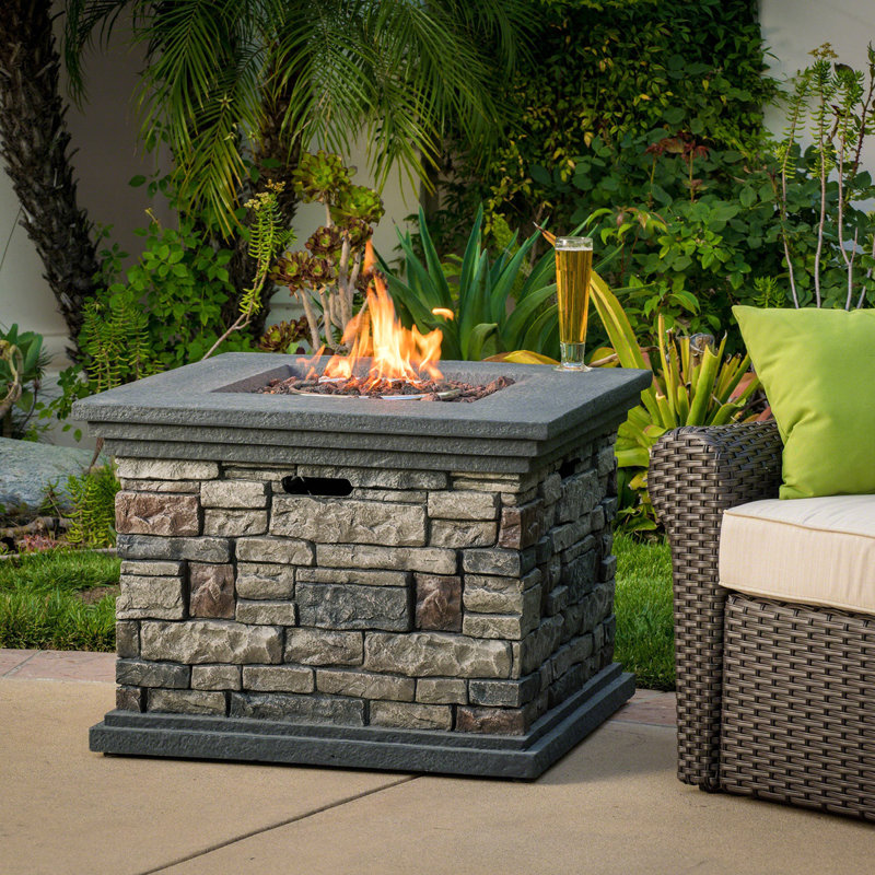 32" STONE SQUARE MGO FIRE PIT - 40000 BTU