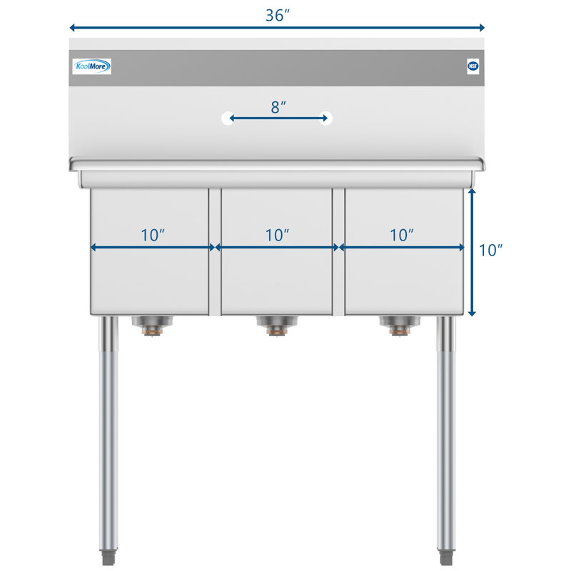 36'' Stainless Steel Triple Bowl Commercial Kitchen Sink