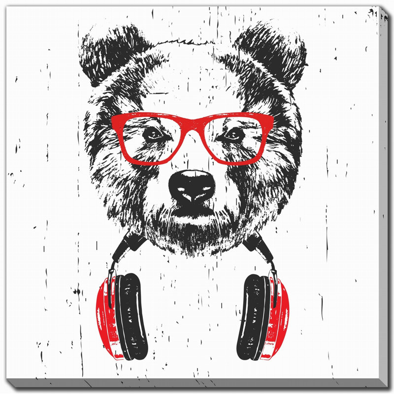 «Groovy Panda with a Beat», art mural sur toile, H 38 po x l 38 po