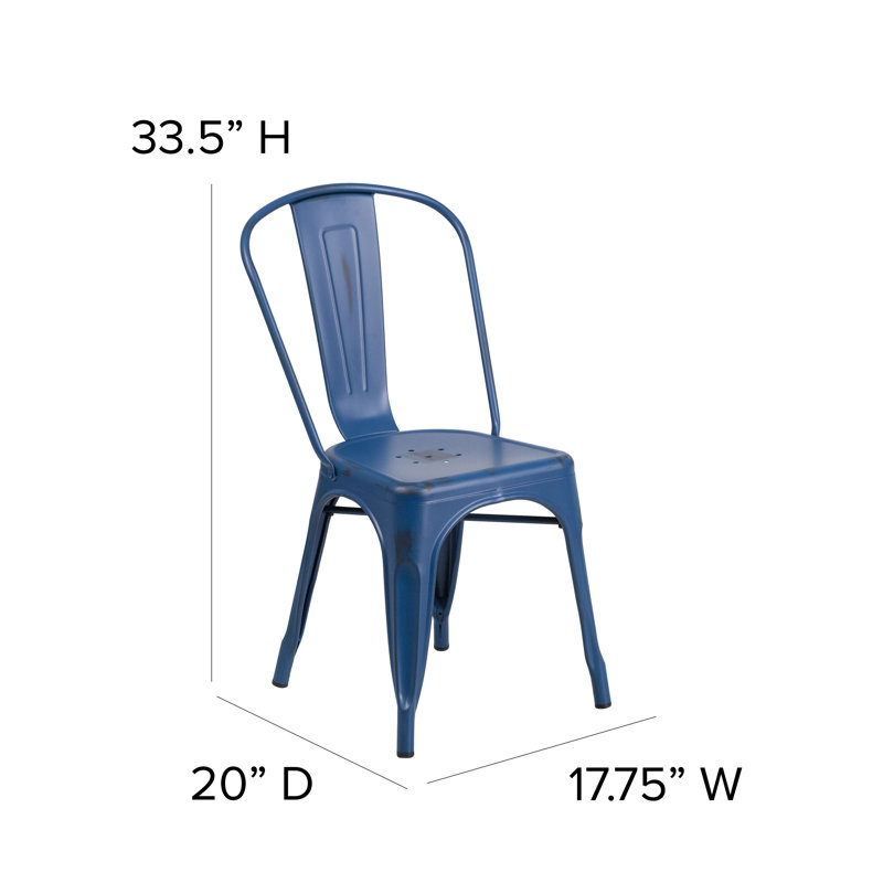 Chaise empilable Dickens, Bleu antique patiné