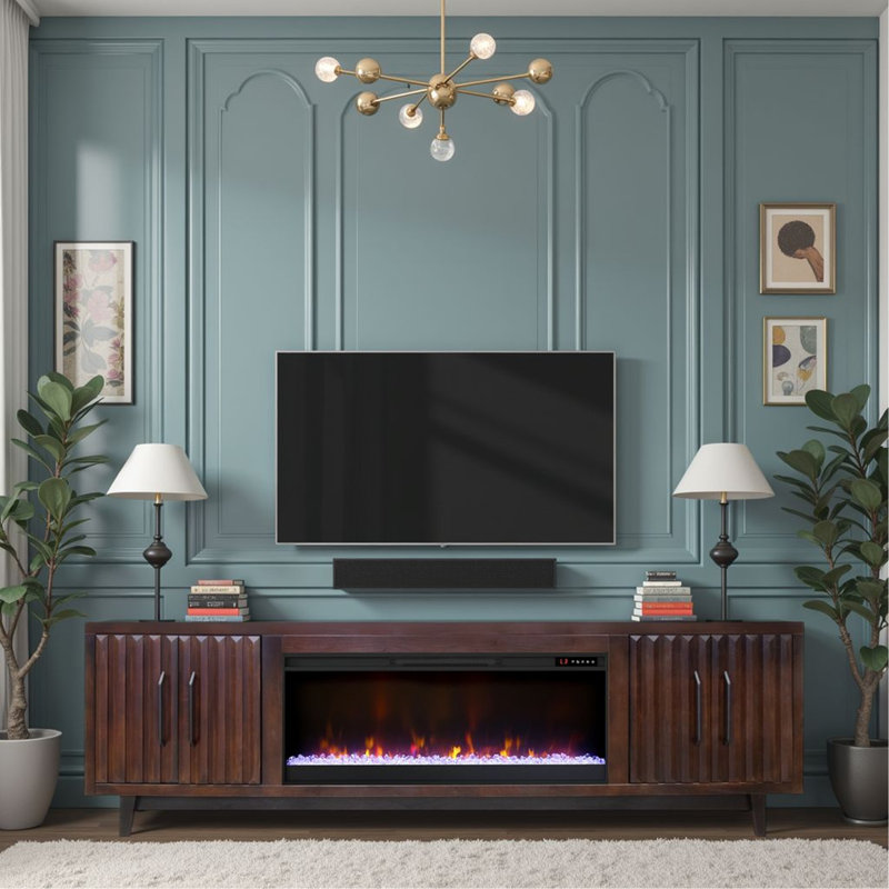 Meuble télé 94 po pour téléviseur de 100 po ou moins, finition bois de rose