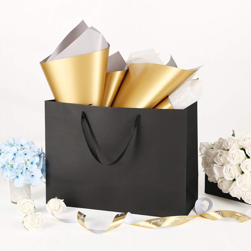 12 très grands sacs-cadeaux 16 x 6 x 12 pouces, sacs-cadeaux noir mat, ...