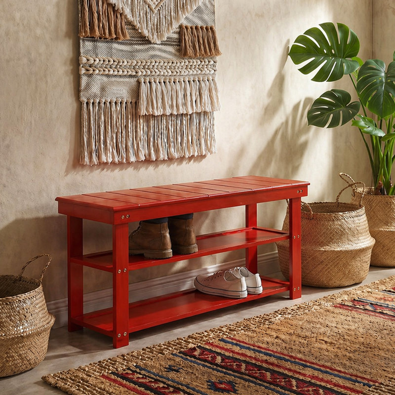 Carrold Storage Bench, Red
