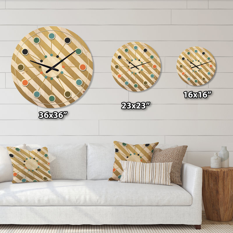 Horloge murale moderne en bois doré, Très grand