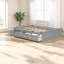 Grand lit plateforme en bois gris robuste avec rangement