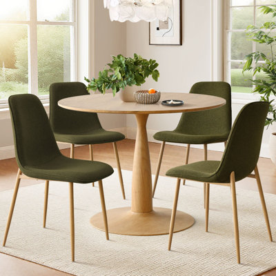 4 - Person Dining Table Sets With 39.5'' Round Table & 4 Upholstered Fabric Chairs