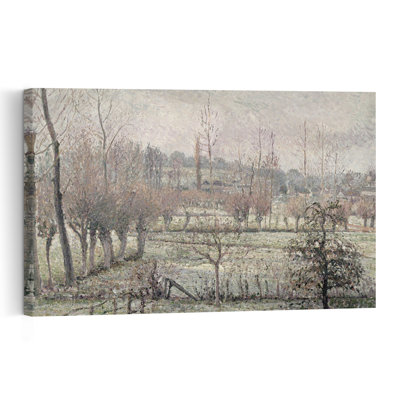 Snow Effect At Eragny, 1894 Abstract Contemporary Wall Art Print by Camille Pissarro - 1 Piece Wrapped Canvas Wall Art