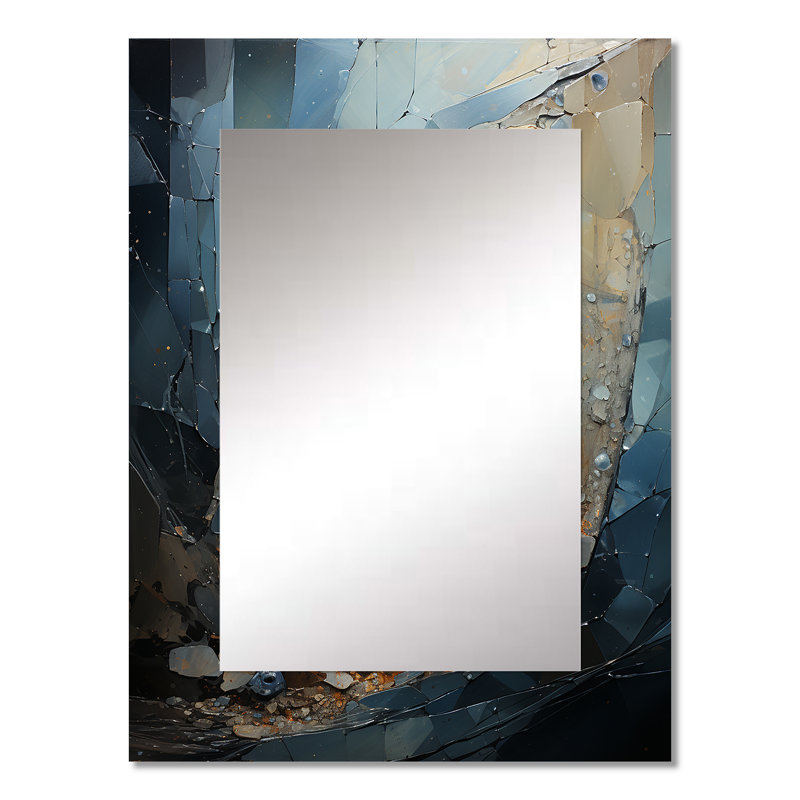 Golden Sea Sheel Spiral - Coastal Rectangular Wall Mirror, 32" x 24"