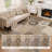Faux Patchwork Abstract Geometric Area Rug – Washable Low-Pile Carpet for Living Room-129067739