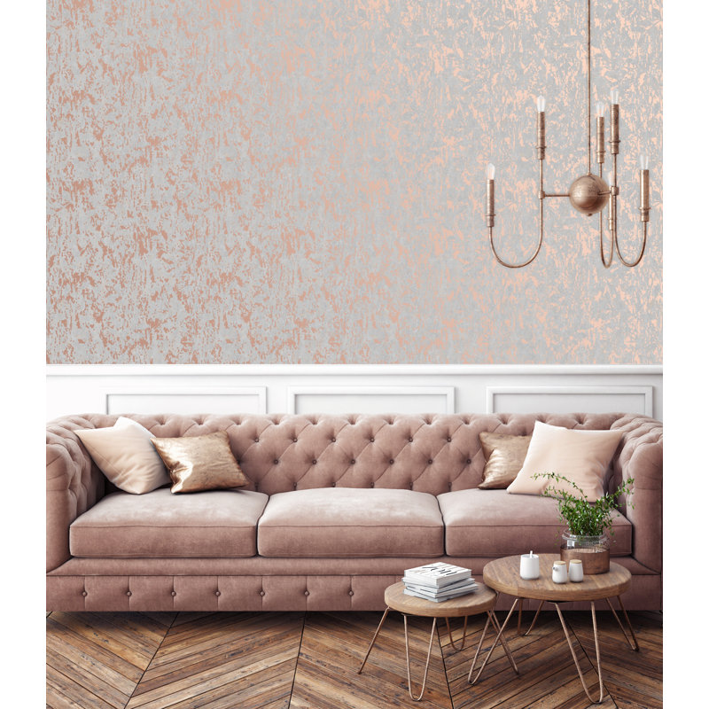 A4 Sample-Superfresco Milan Illusion Cork Textured Metallic Plain Wallpaper, Rose Gold