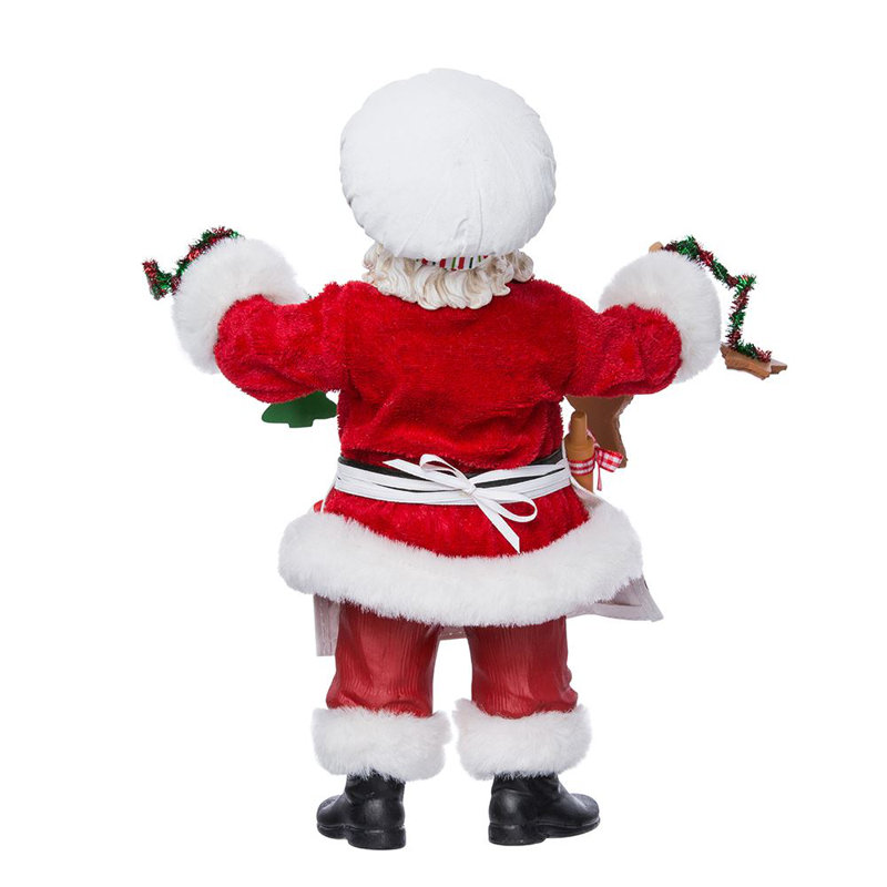 12-Inch Christmas Chef Santa Figurine with Tinsel Garland