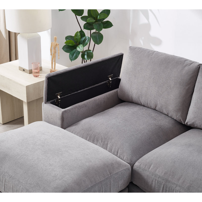 Canapé modulaire avec sièges profonds et repose-pieds amovibles, revêtement en velours côtelé pour un confort et une polyvalence maximaux dans les salons et les bureaux