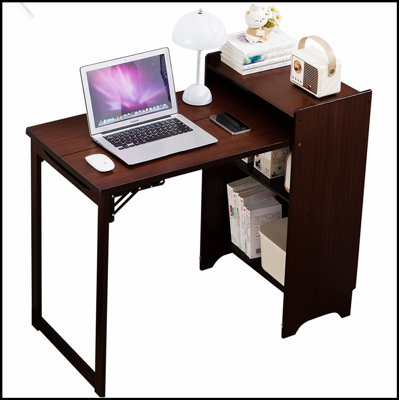 Bureau pliant en bambou, conception pliable pour les petits espaces, bureau d'ordinateur avec rangement caché, style Mid-Century pour le bureau à domicile et la chambre à coucher