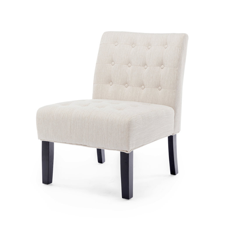 Emmalie 23'' Wide Tufted Slipper Chair Set, Beige Fabric