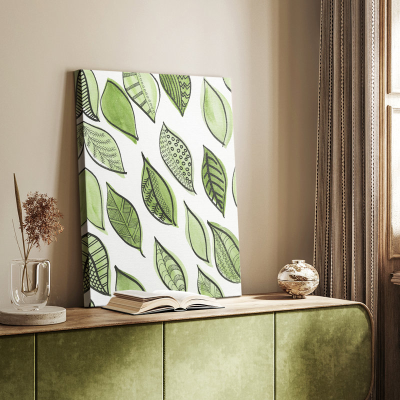Patterned Leaf Shapes IV -Custom Wrapped Gallery Cavas, 18" H x 12" W