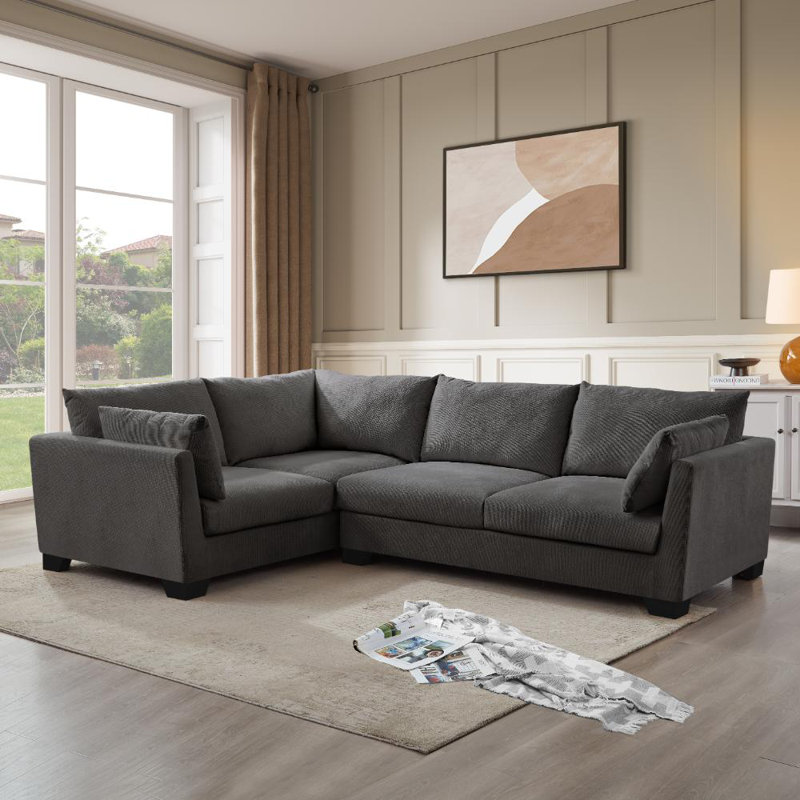 Cenko 5 Seater Corner Sofa , Grey Linen Blend