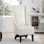 Fauteuil d'appoint à dossier haut en similicuir de 23,03 po de largeur, fauteuil à oreilles haut confortable, fauteuil de salon avec pieds rembourrés et en bois doux, fauteuil d'appoint de style moderne