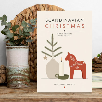 Scandinavian Christmas Hygge Peaceful Abstract Christmas Tree Horse Winter Landscape Wall Art Print by Treechild - Wrapped Canvas Print