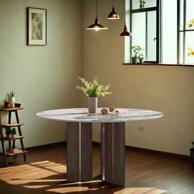Durable Table with Slab Top and Solid Wood Legs.