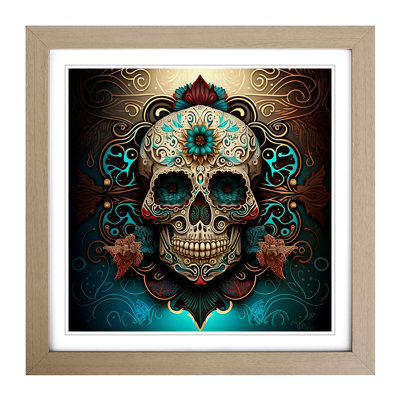 Sugar Skull Art Deco - Framed Print