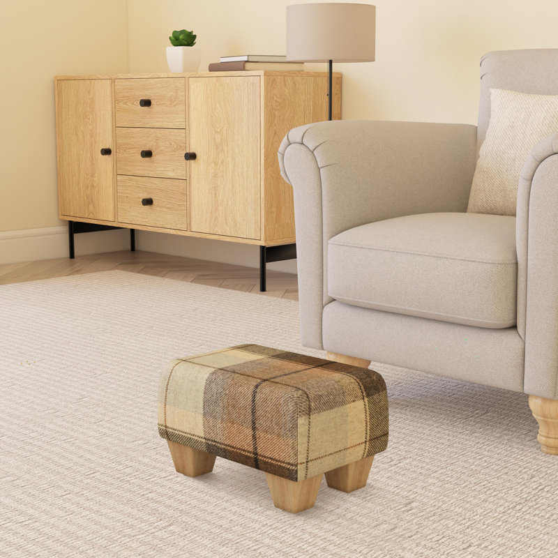 Subramanya Mahogany Wood Chunky Legs - Tartan - Seaglass Green, Natural
