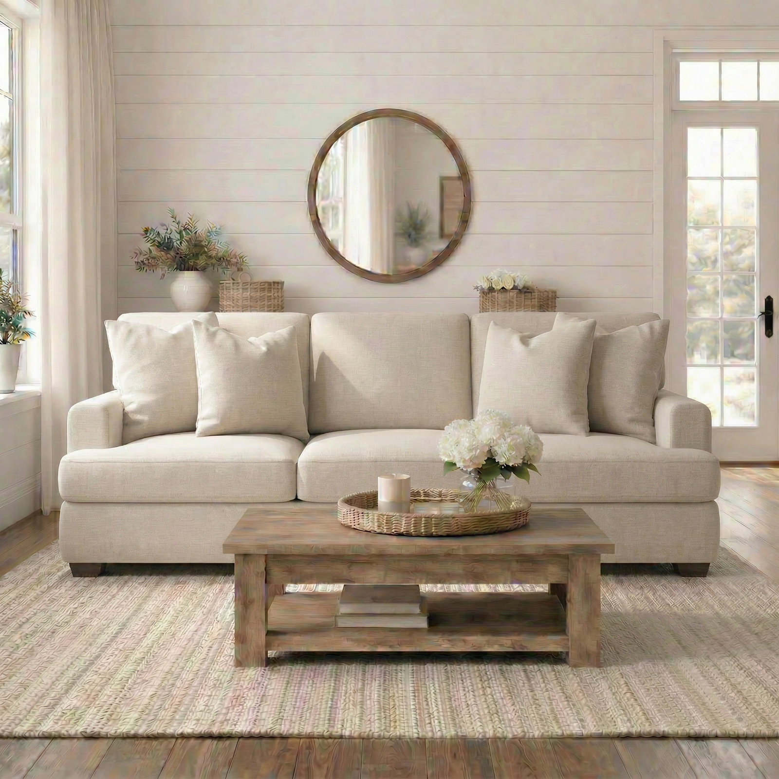 Emilio 90'' Upholstered Sofa, Conversation Ivory